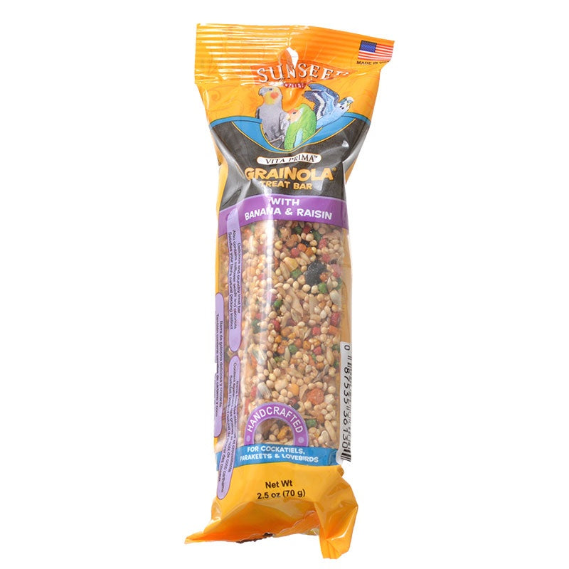 Sunseed Vita Prima Grainola Treat Bar With Banana & Raisin For Birds 2.5oz