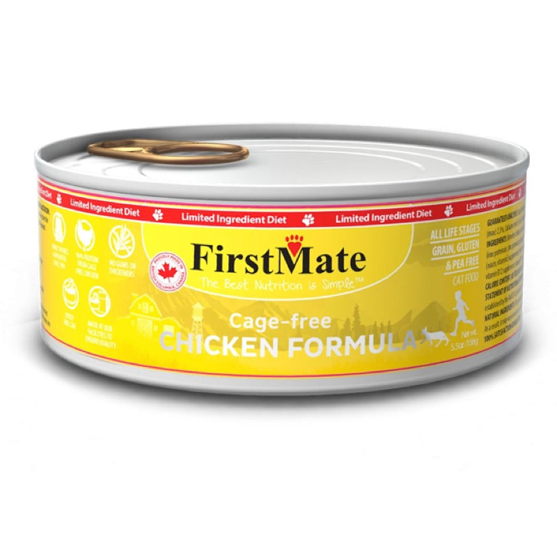 FirstMate Grain Free Cage Free Chicken Formula Canned Cat Food 156g